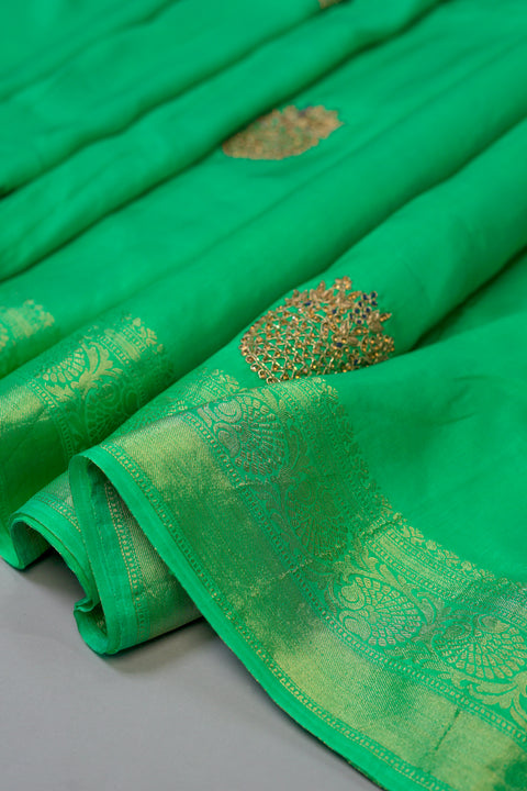 Rama Green Moonga Silk Saree
