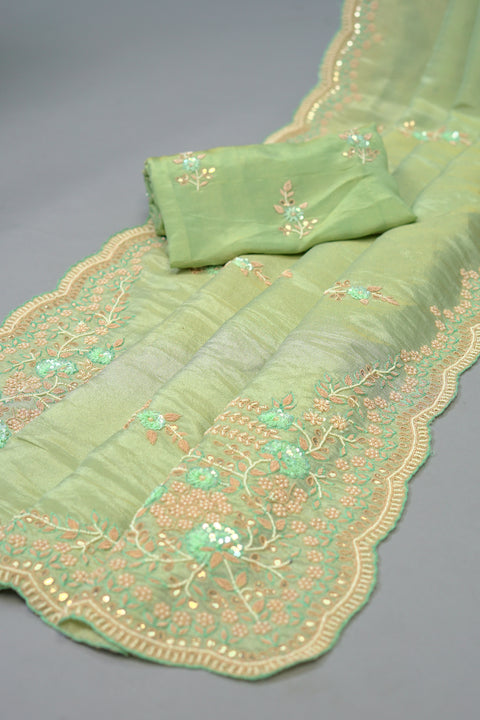 Mint Green Tissue Saree