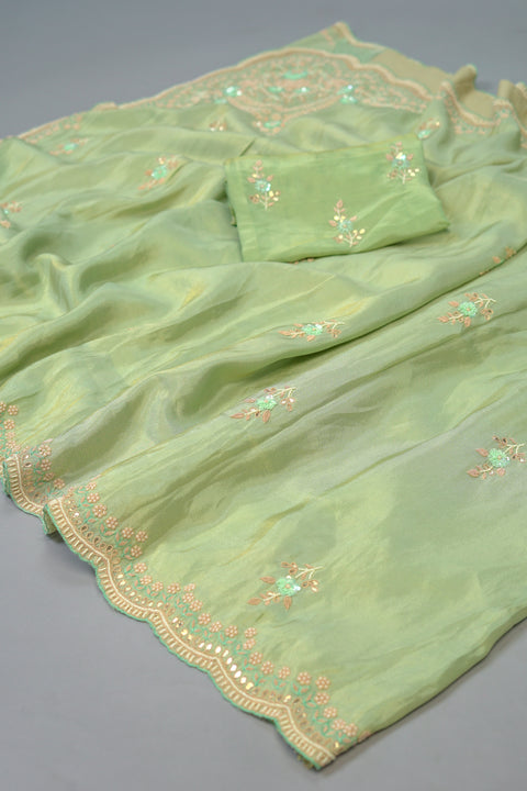 Mint Green Tissue Saree