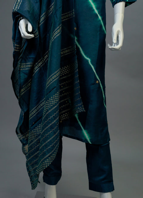 Peacock Blue Kurta, Pants and Dupatta set