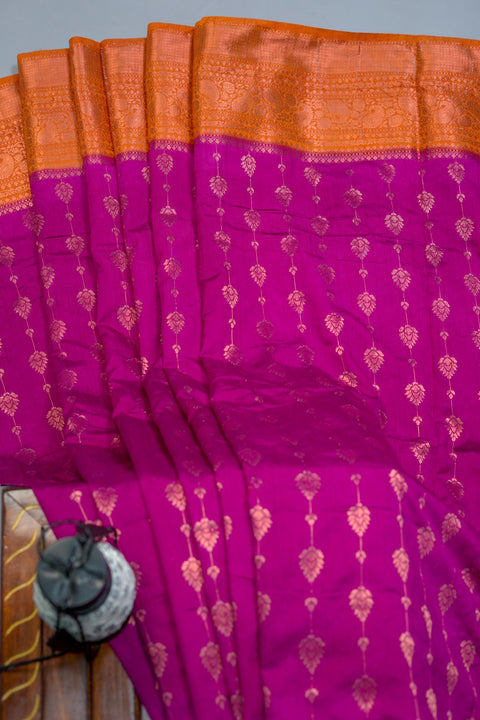 Purple and Orange Tussar Saree