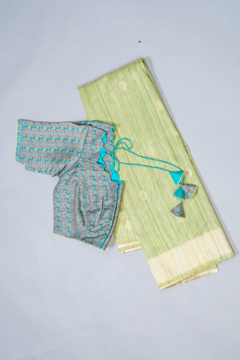 Mint Semi Tussar Saree