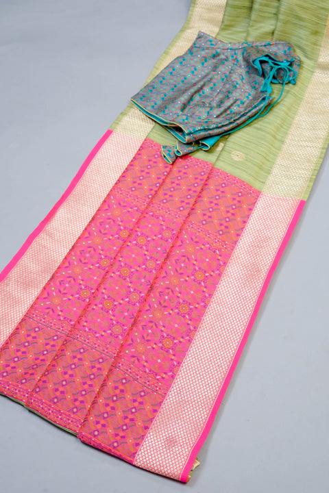 Mint Semi Tussar Saree