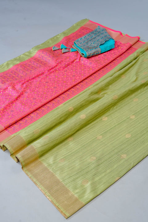 Mint Semi Tussar Saree