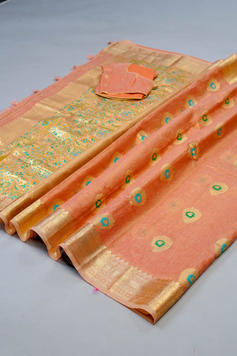 Orange Tissue Saree