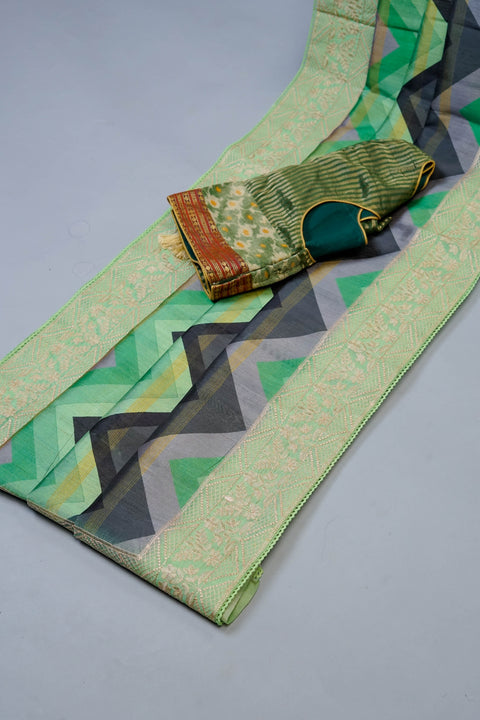 Green and Black Tussar Saree