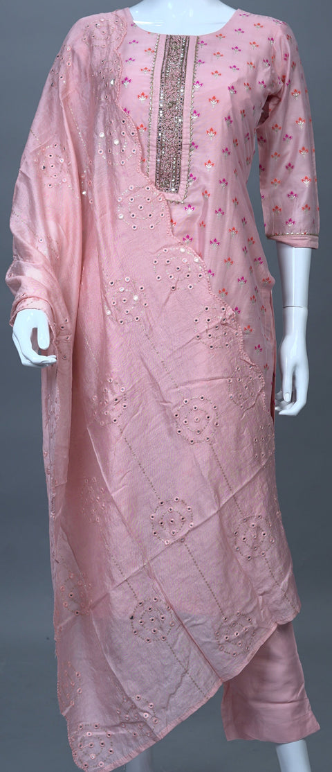Peach Kurta, Pants and Dupatta set