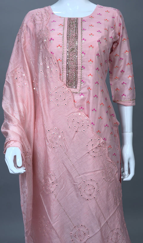 Peach Kurta, Pants and Dupatta set