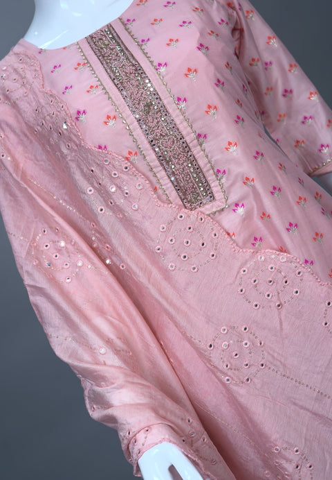 Peach Kurta, Pants and Dupatta set