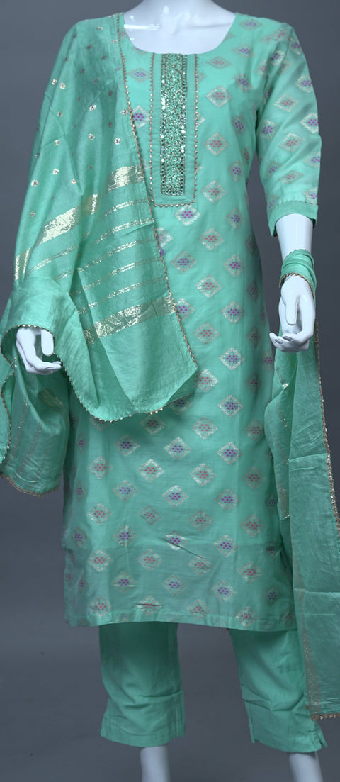 Sea Green Kurta, Pants and Dupatta set