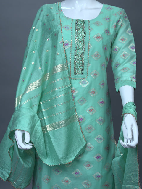 Sea Green Kurta, Pants and Dupatta set