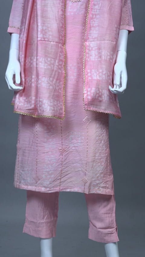 Baby Pink Kurta, Pants and Dupatta set