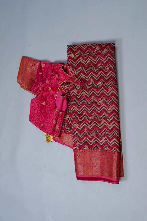 Pink Chanderi Cotton Saree