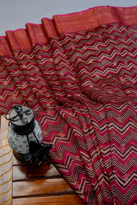 Pink Chanderi Cotton Saree