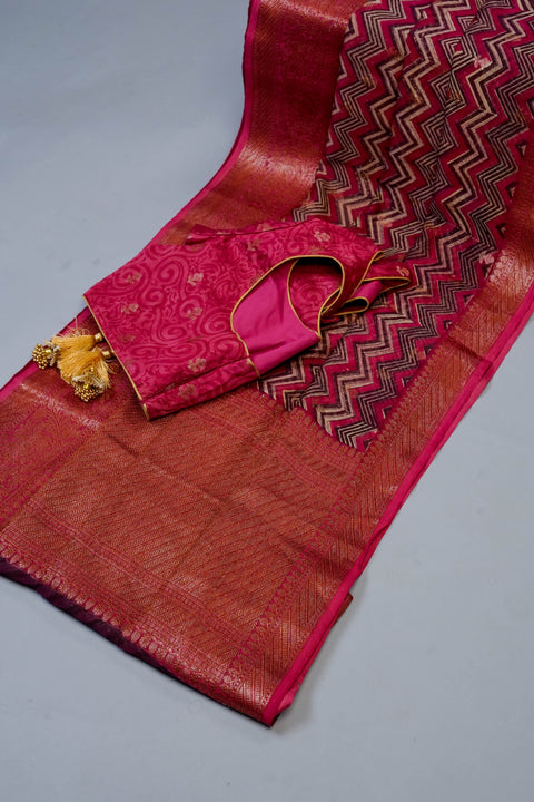 Pink Chanderi Cotton Saree
