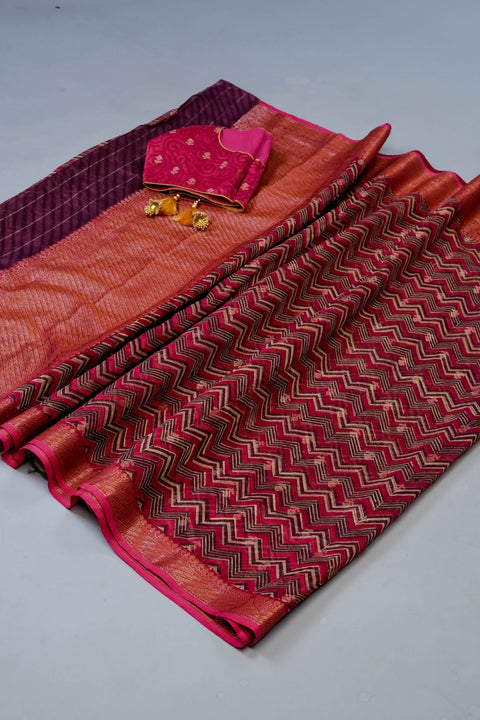 Pink Chanderi Cotton Saree