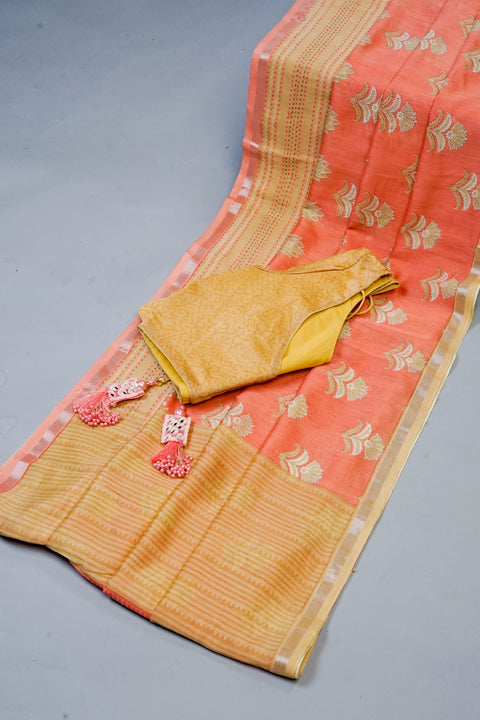 Orange Chanderi Cotton Saree