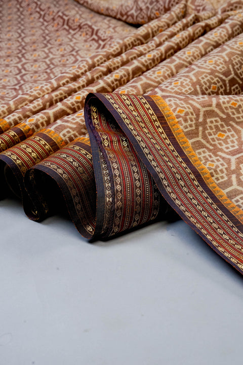 Brown and Yellow Tissue Saree
