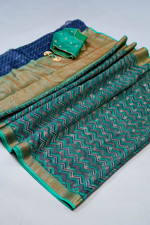 Green Chanderi Cotton Saree