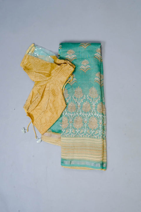 Blue Chanderi Cotton Saree
