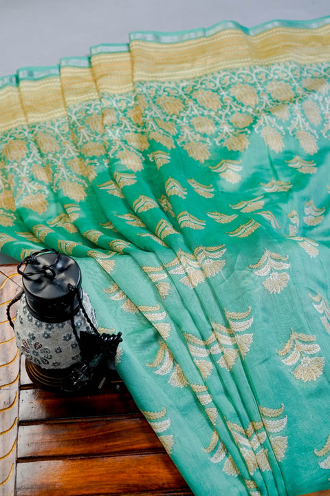 Blue Chanderi Cotton Saree