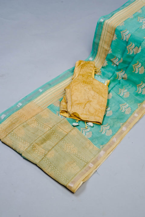 Blue Chanderi Cotton Saree