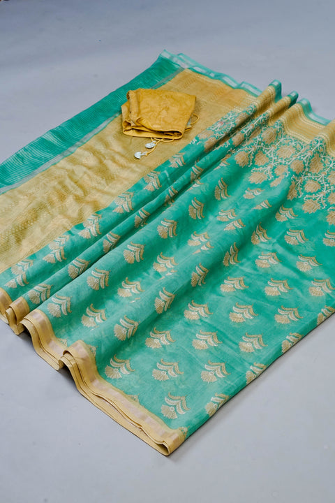 Blue Chanderi Cotton Saree