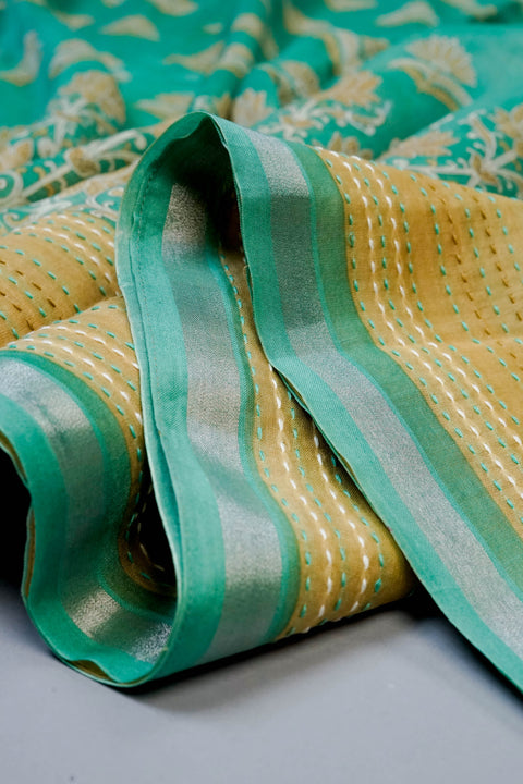 Blue Chanderi Cotton Saree
