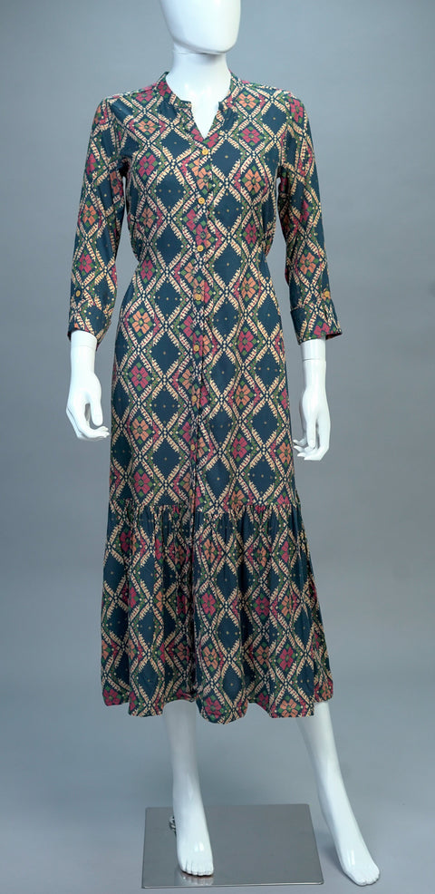 Teal Blue A-Line Kurti