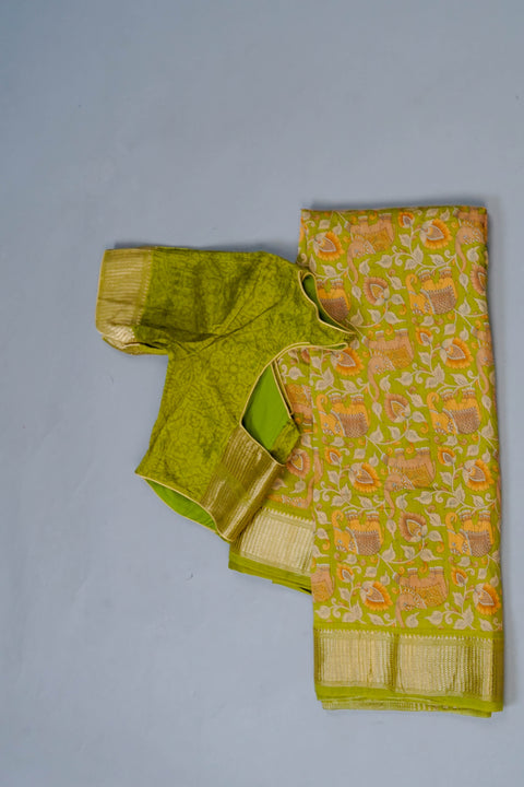Green Chanderi Cotton Saree