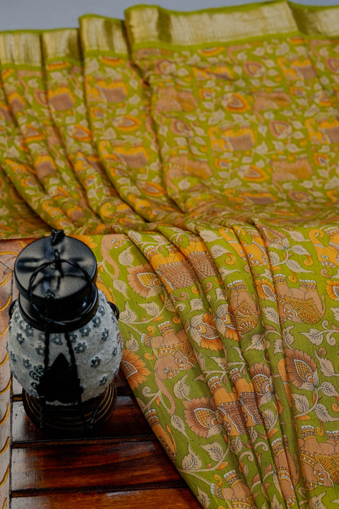 Green Chanderi Cotton Saree