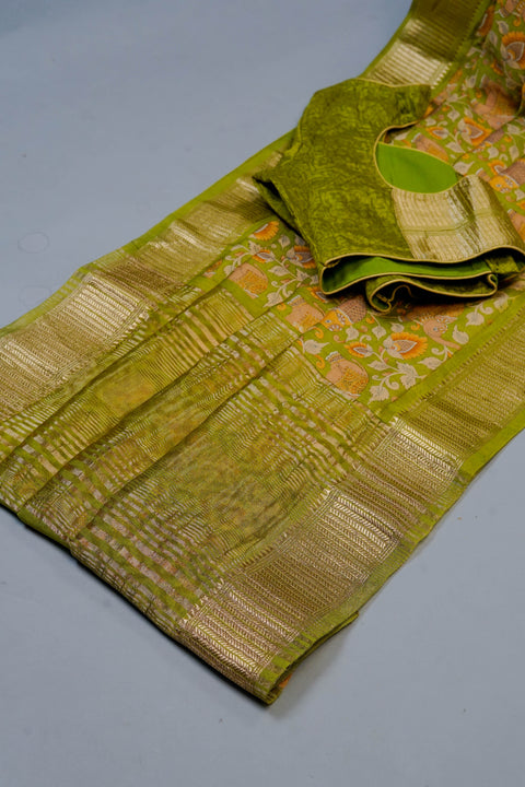 Green Chanderi Cotton Saree