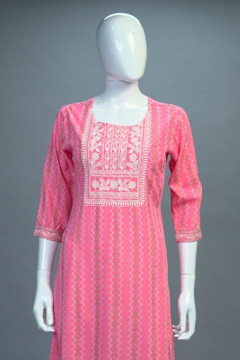 Pink and white Kurta & Pant Set