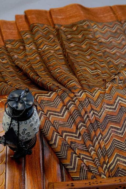 Mustard Chanderi Cotton Saree