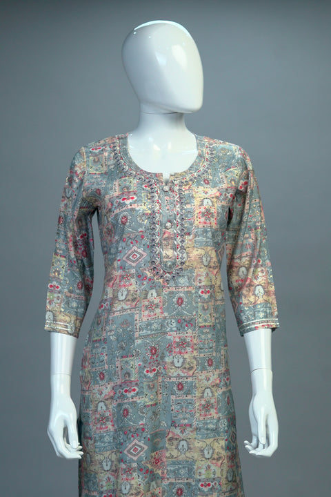 Ash Floral Kurta & Pant Set