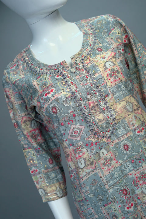 Ash Floral Kurta & Pant Set