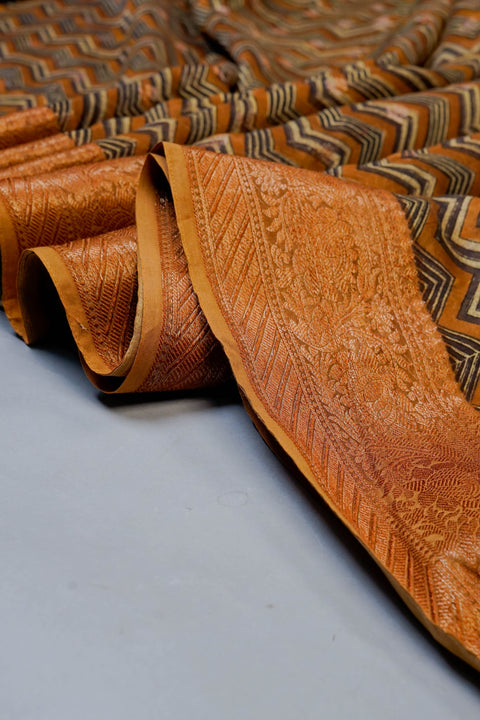 Mustard Chanderi Cotton Saree