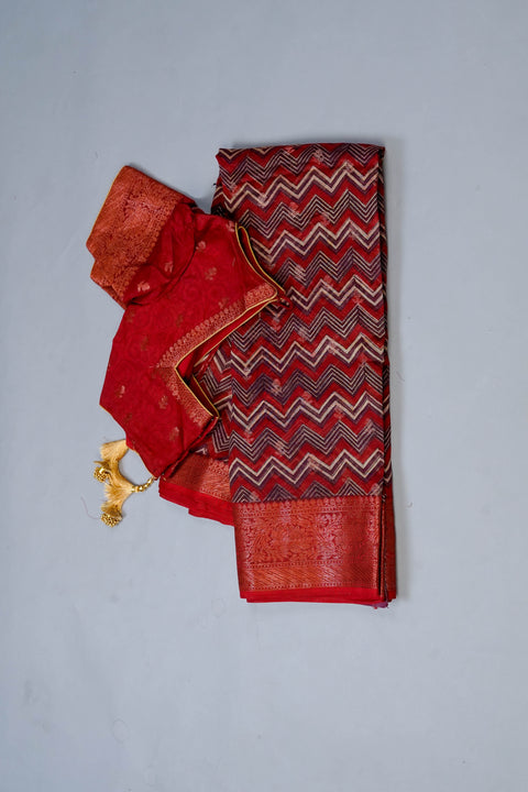 Rust Chanderi Cotton Saree