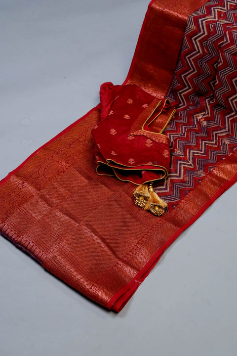 Rust Chanderi Cotton Saree