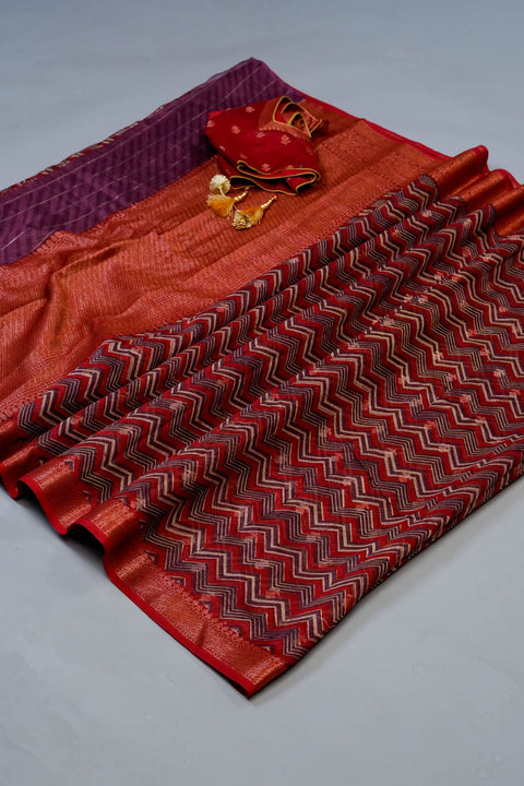 Rust Chanderi Cotton Saree