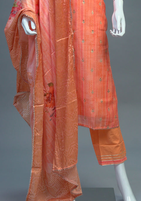 Orange Muslin Kurta, Pants and Dupatta set