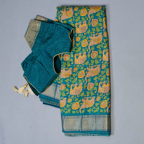 Blue Chanderi Cotton Saree