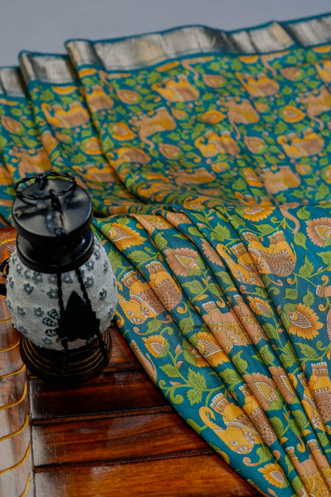 Blue Chanderi Cotton Saree