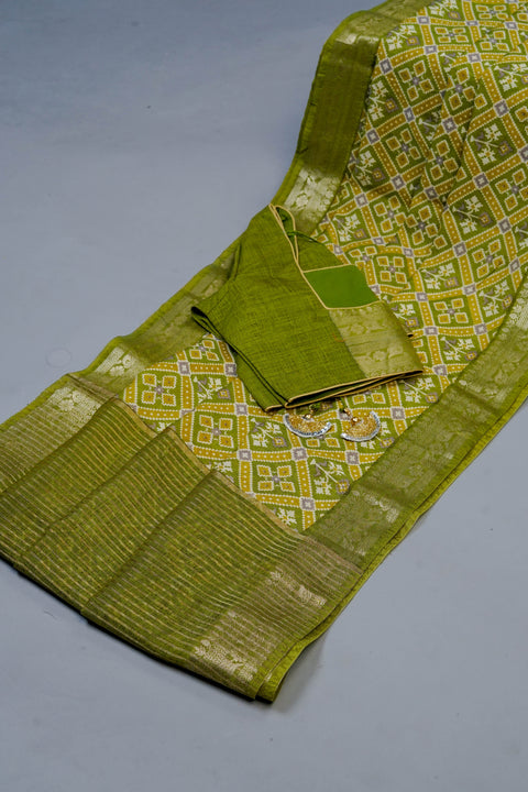 Green Chanderi Cotton Saree