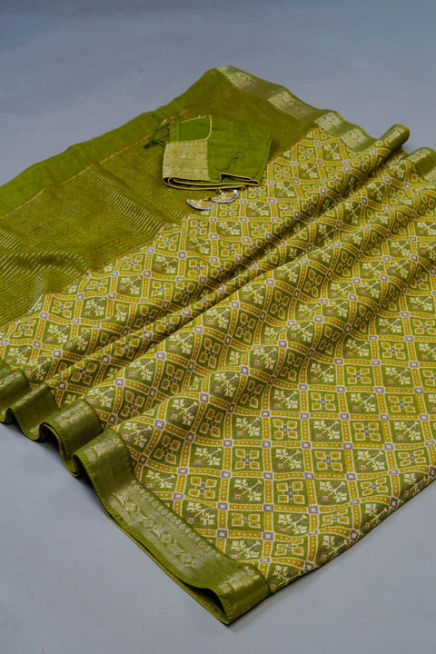 Green Chanderi Cotton Saree