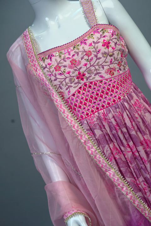 Pink & Purple Long Kurti