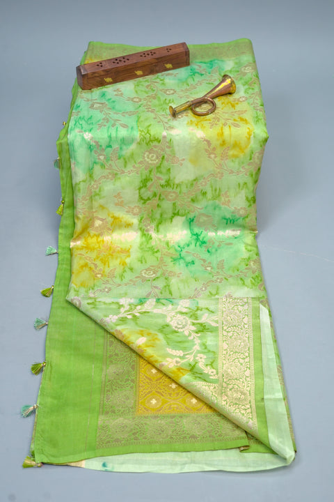 Green Chanderi Silk Saree