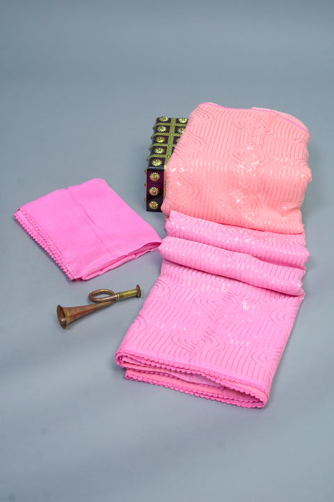 Peach and Pink Chiffon saree