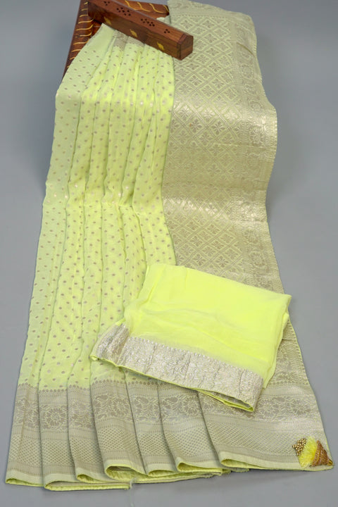 Light Yellow Georgette saree
