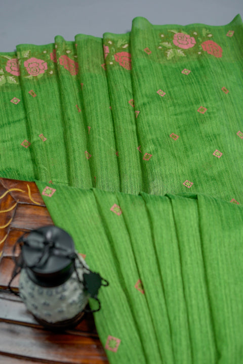 Green Linen Saree